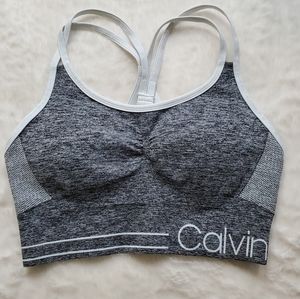 Calvin Klein Gray And White Sports Bra